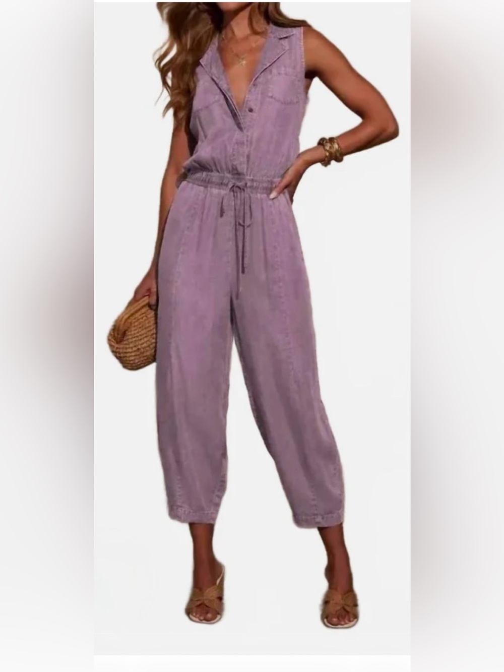 Relaxed Lavender Wide-Leg Jumpsuit